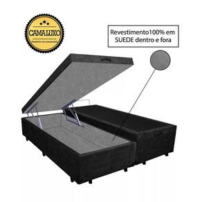 Cama Box Baú Luxo Blindado Casal Bipartido NK Camas Suede Preto 41x138x188