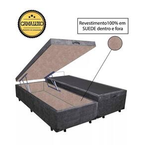 Cama Box Baú Luxo Blindado Casal Bipartido NK Camas Suede Cinza 49x138x188
