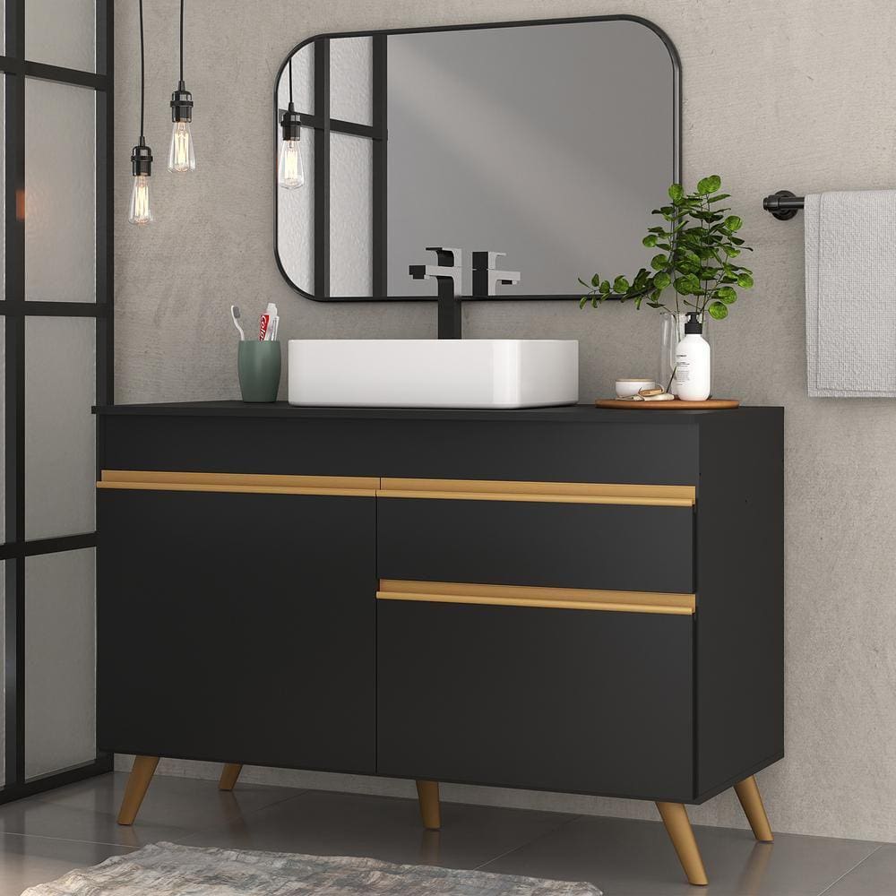 Gabinete Banheiro 2 Portas e 1 Gav Retrô 120cm Multimóveis MP5025 Preto