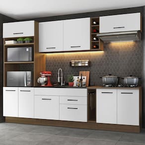 Cozinha Completa Madesa Agata 290001 com Armário e Balcão (Sem Tampo e Pia) - Rustic/Branco
