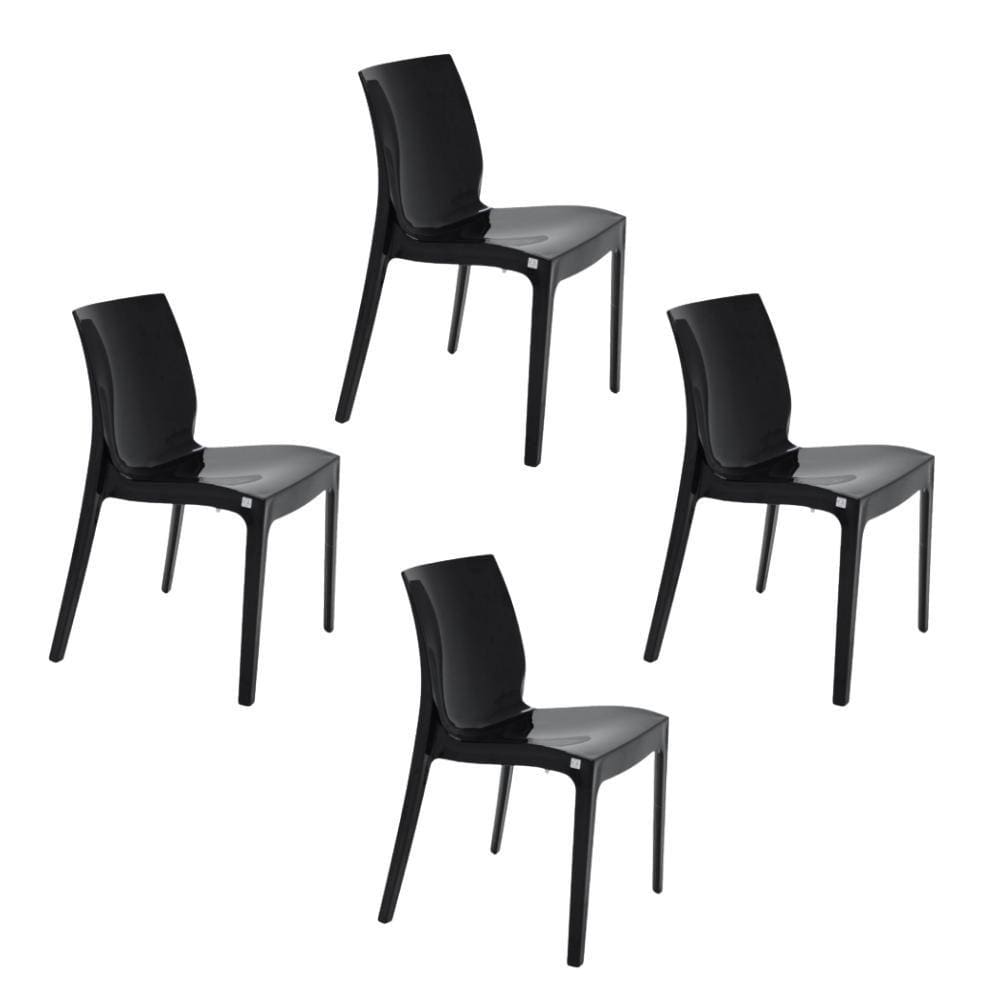 Kit 4 Cadeiras de Sala Jantar Varanda Cozinha Alice Summa em PP Brilho Preto Tramontina