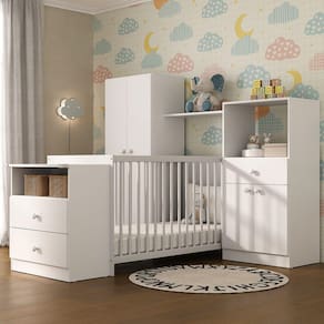 Quarto Infantil com Berço Cômoda Olívia Multimóveis Branco