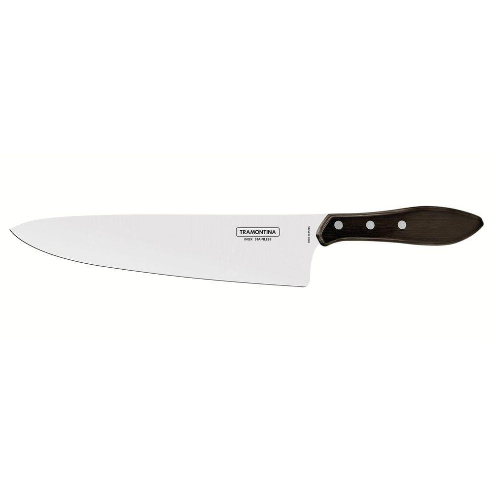 Faca Tramontina para Carne 10" em Aço Inox e Cabo Castanho Polywood Tramontina