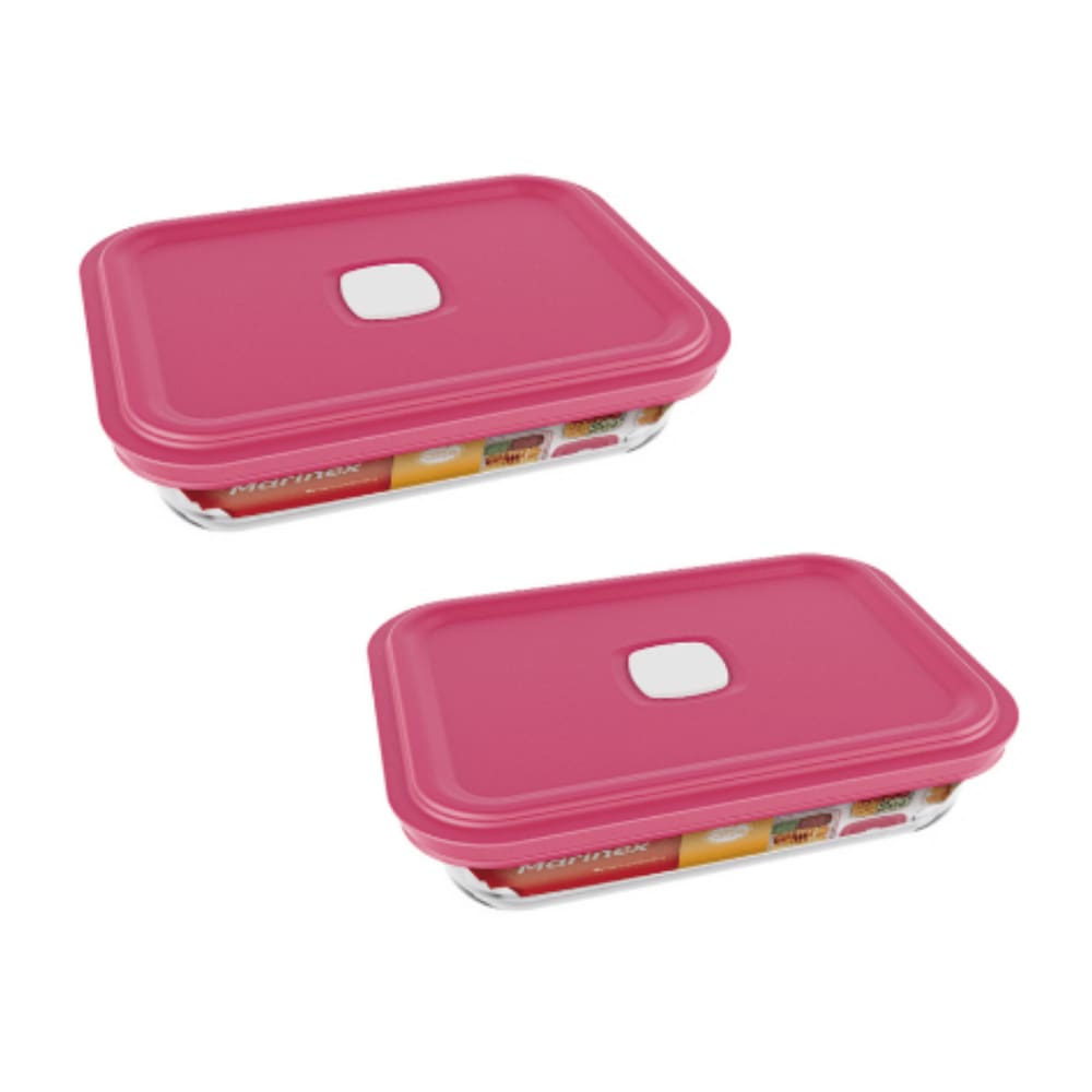 Pote de Vidro Retangular Facilita Marmita 750ML Marinex 2Un