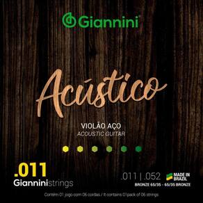 Kit 5 Encordamento Violão Aço Giannini Gespw Bronze Série Acústico 011