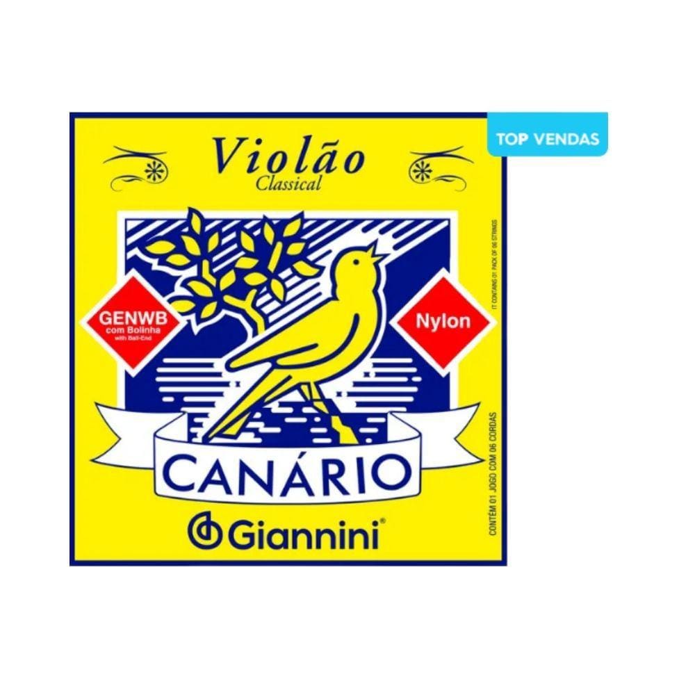 Kit 5 Encordoamento Violão Nylon Giannini Genwb  Médio Bolinha
