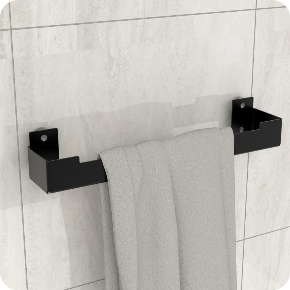 Porta Toalha Rosto Ventosa Suporte Banheiro Preto ELG