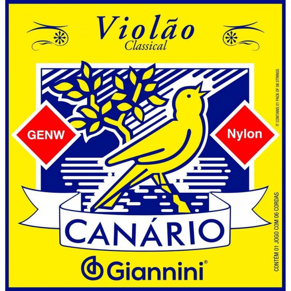 Kit 5 Encordoamento Violão Nylon Giannini Genw Canário Médio