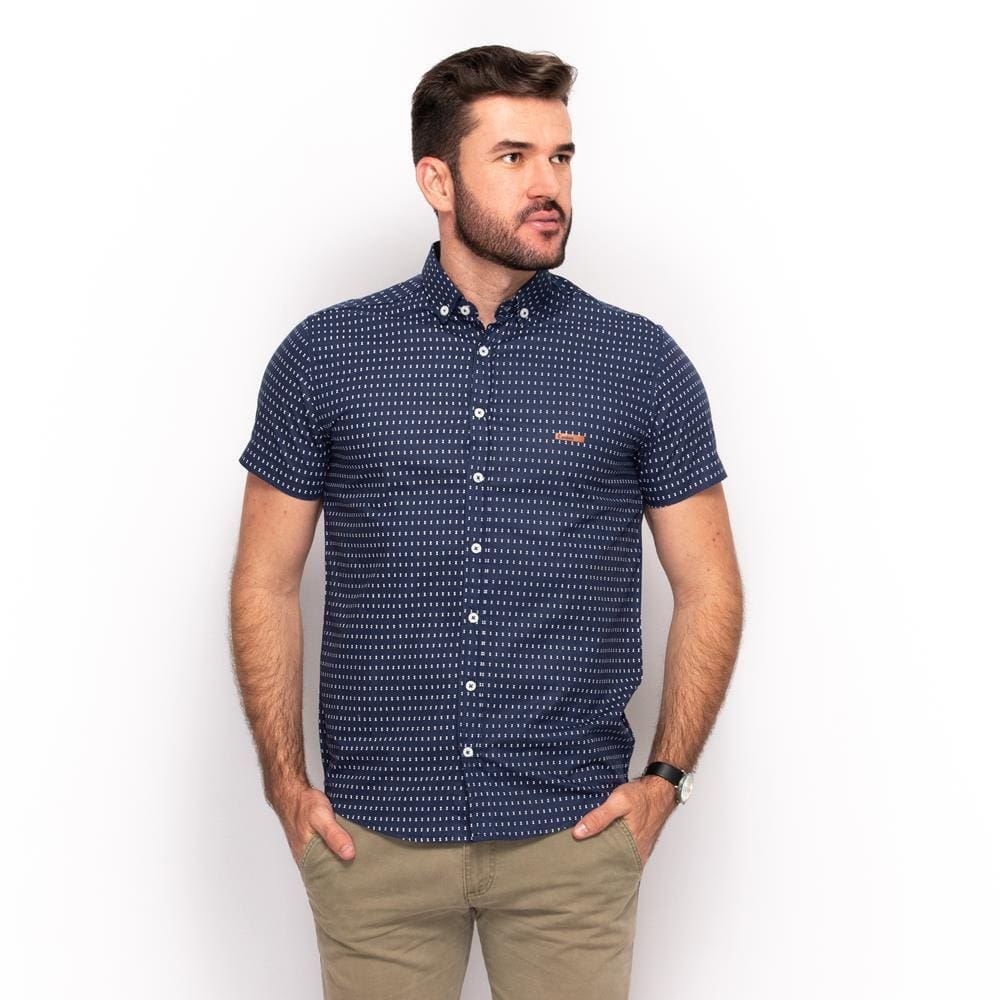 Camisa ocial Teodoro Masculina Manga Curta Poa Festa