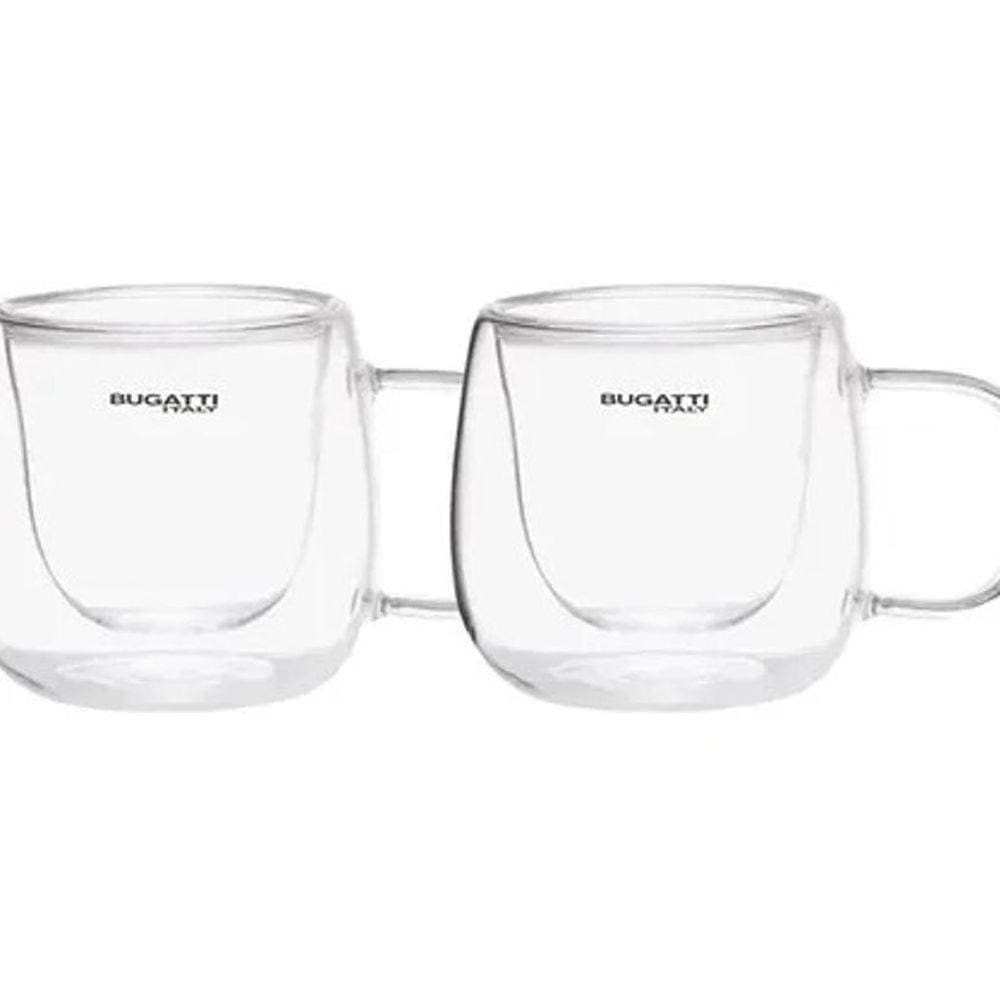 Conjunto 2 Xícaras De Café Alça E Parede Dupla 100Ml Bugatti