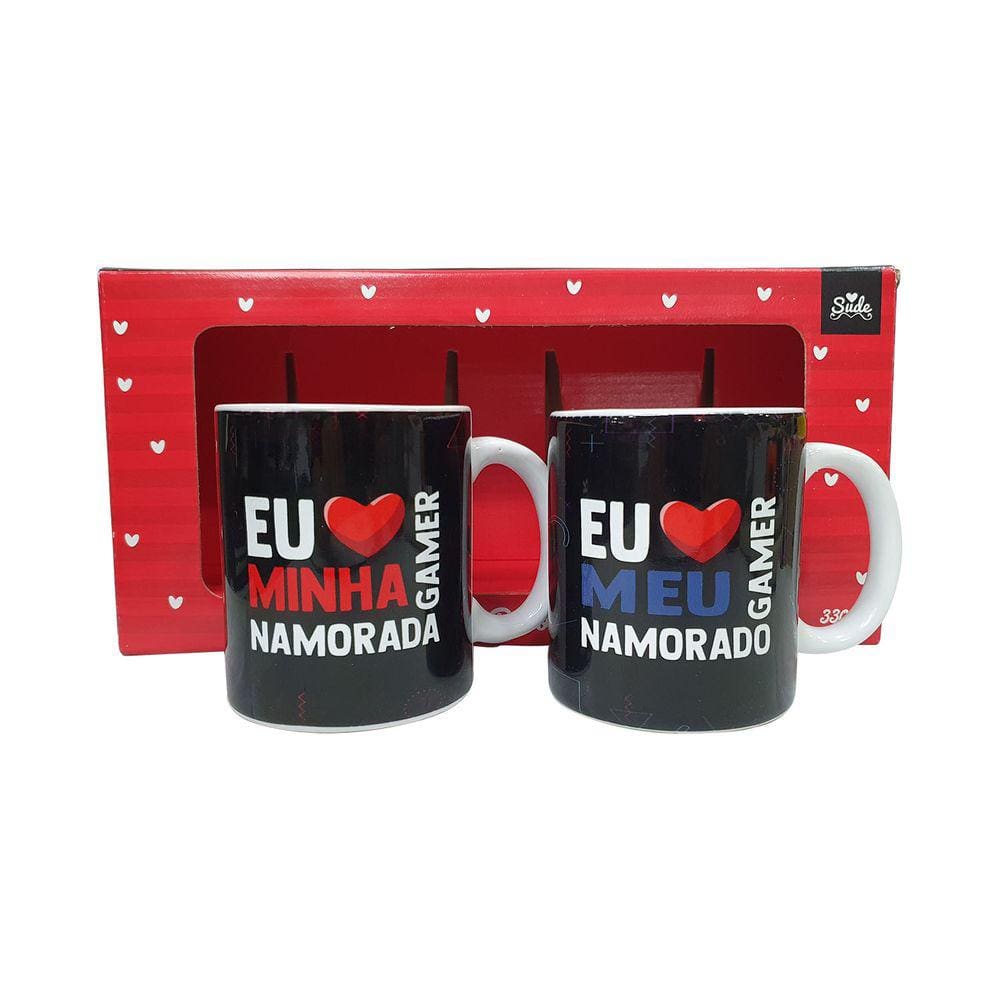 Caneca Dupla Casal Gamer Amor - Presente Dia dos Namorados