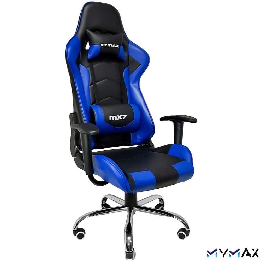 Cadeira Escritório Mymax Mx7 Gamer Ergonômica Preta e Azul