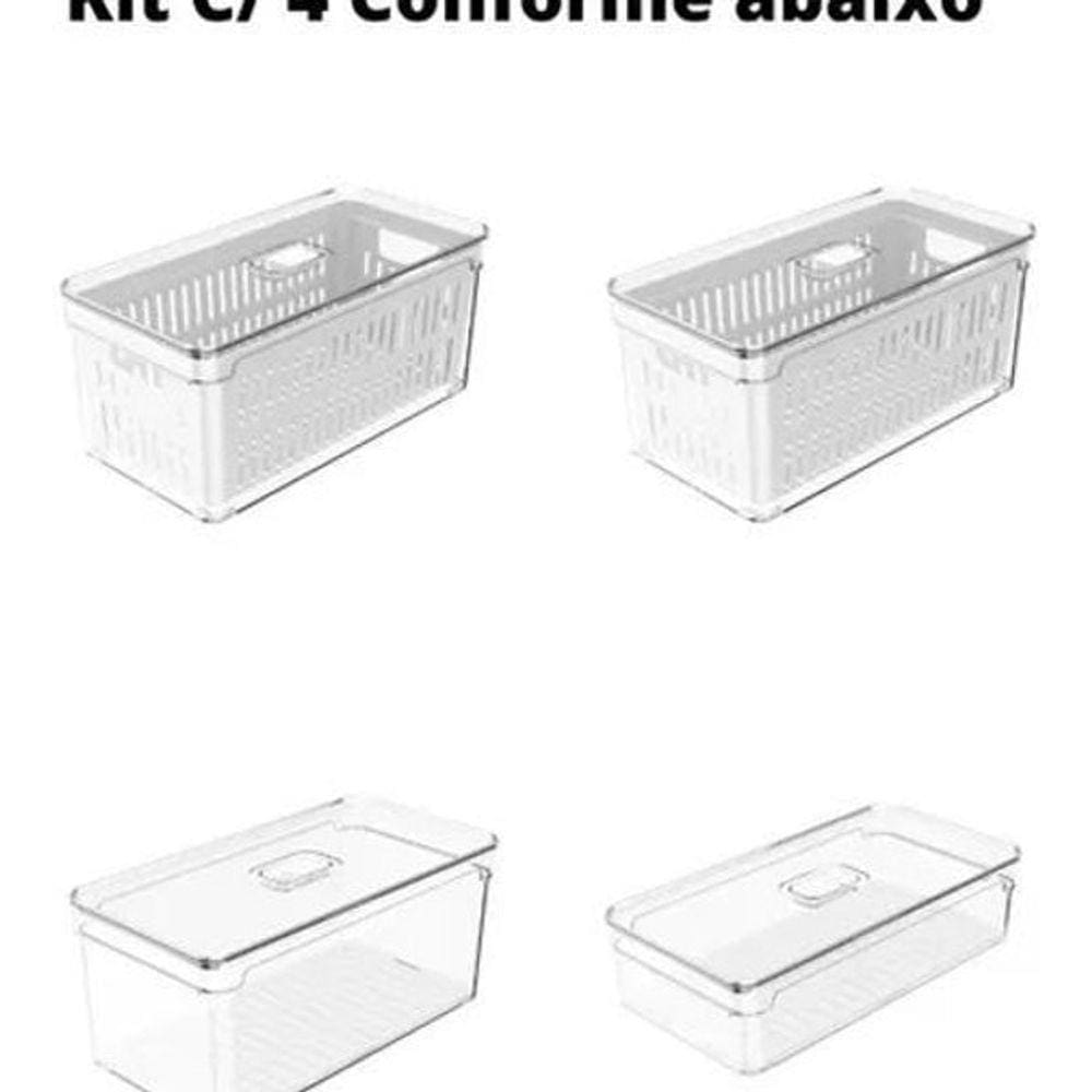 Kit 4 Caixa Organizadora Geladeira Frutas Verduras Legumes