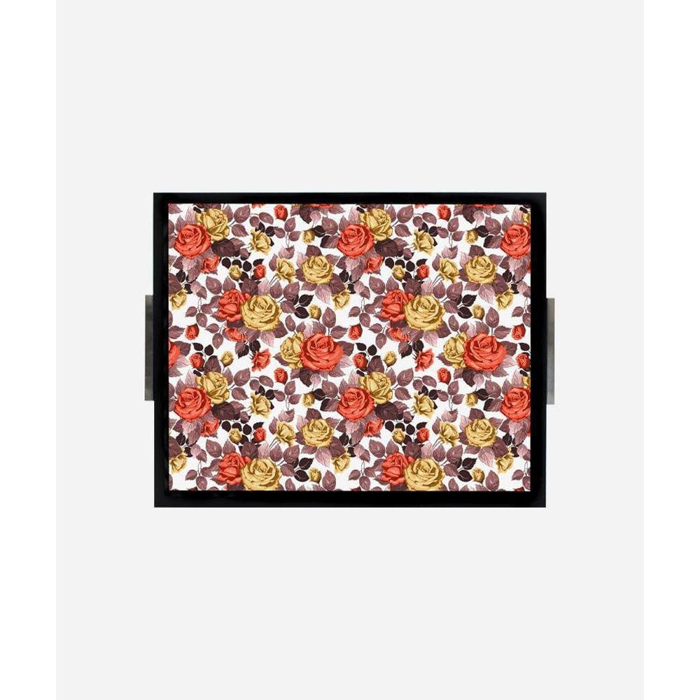 Bandeja Estampada 30x37 - Rosa Dourada