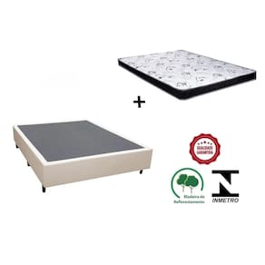Cama Box Casal Bege + Colchão Espuma D28 138x188x14