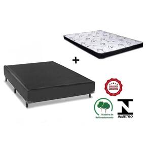 Cama Box Casal Preto + Colchão Espuma D23 138x188x8