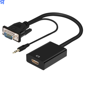 Cabo Conversor Vga para Hdmi Com Áudio e Vídeo 1080p Banhado a Ouro