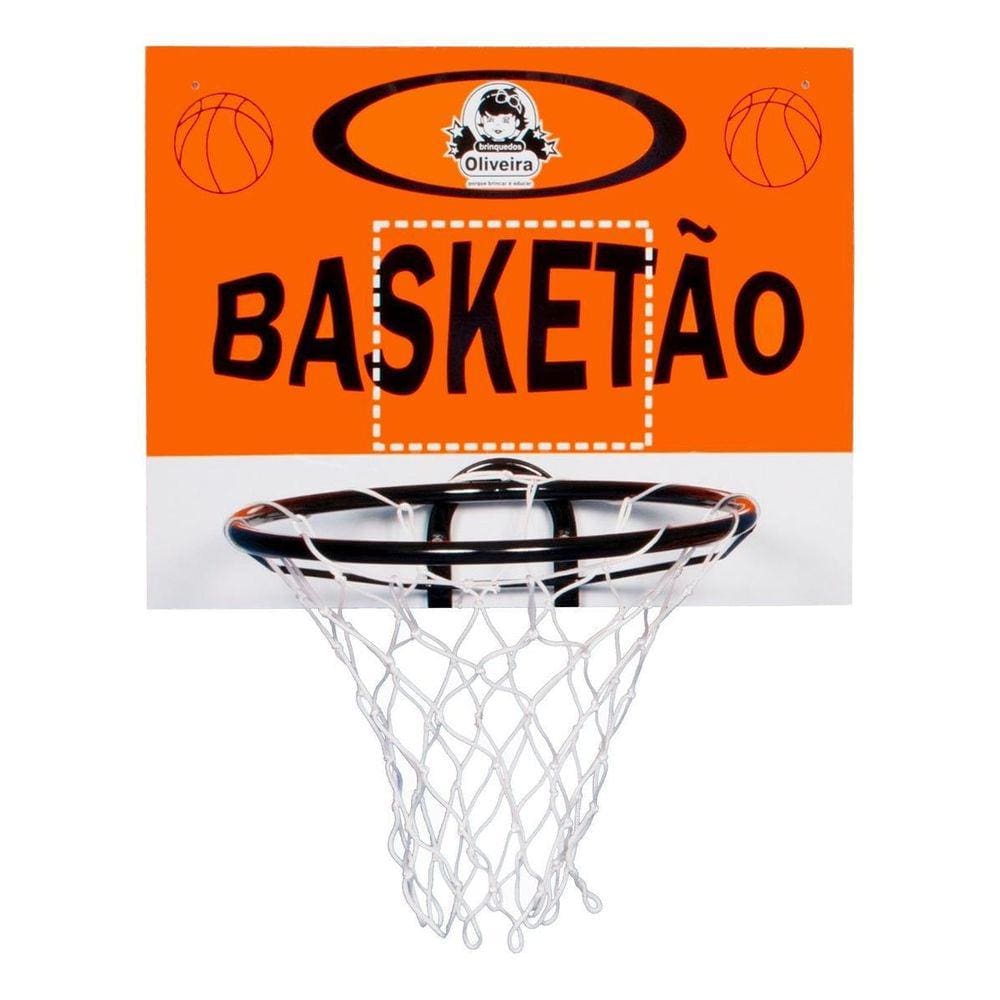 Kit Cesta Cesto Basquete Mdf + Bola + Bomba