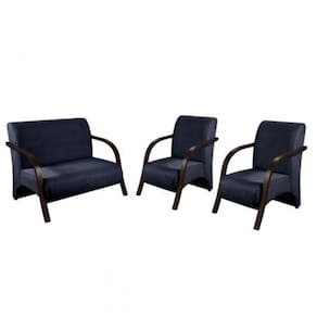 Conjunto Vênus 2 Poltronas de 1 Lugar e 1 de 2 Lugares Braço Madeira DSalla Suede
