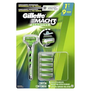 Aparelho de Barbear Gillette Mach3 Sensitive + 9 cargas