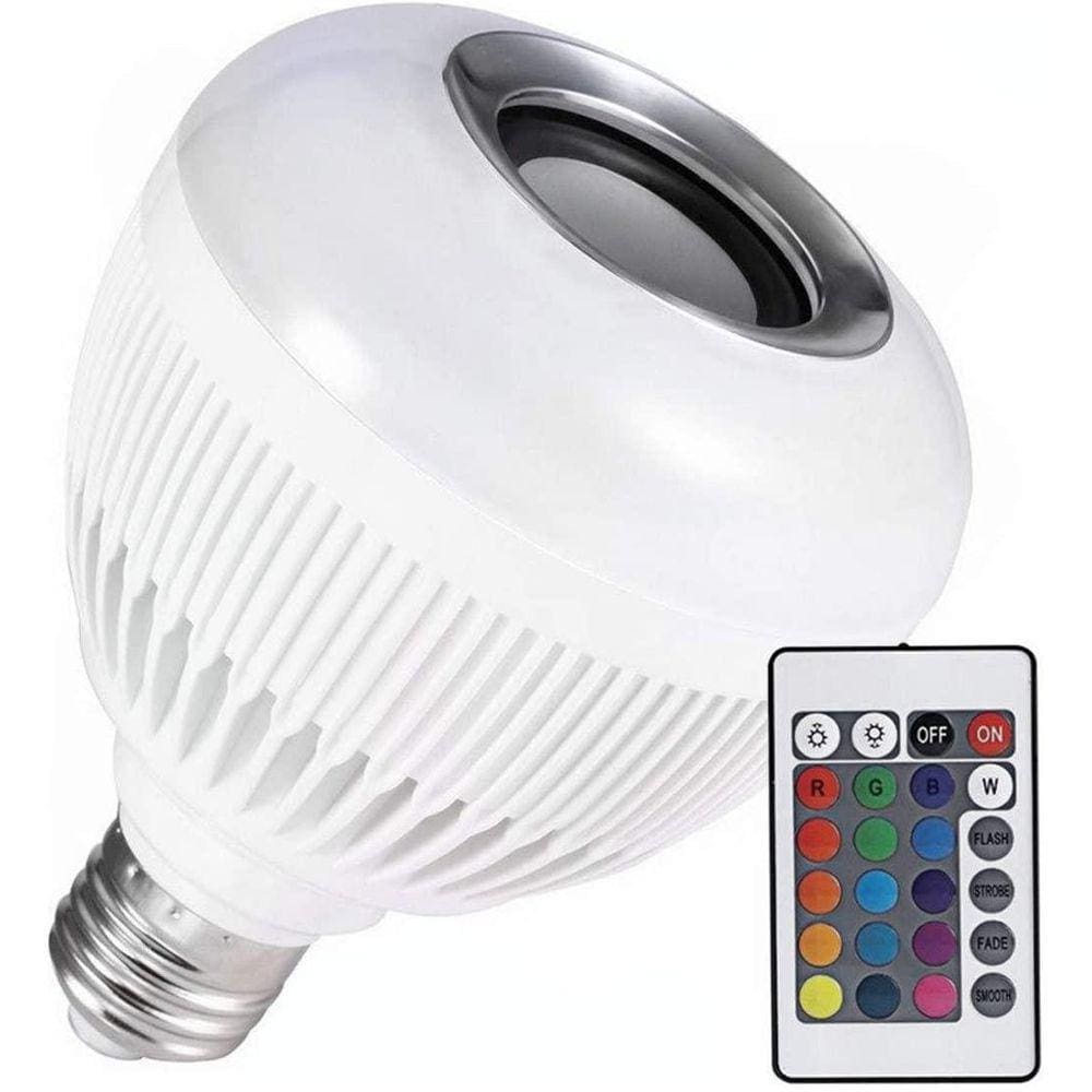Lâmpada Led Rgb Com Caixa De Som Bluetooth Controle Bivolt