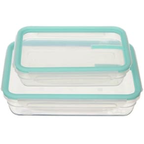 Conjunto de 2 Potes Herméticos Freshy 820ml e 1,6l Potes Retangulares Coral Sanremo