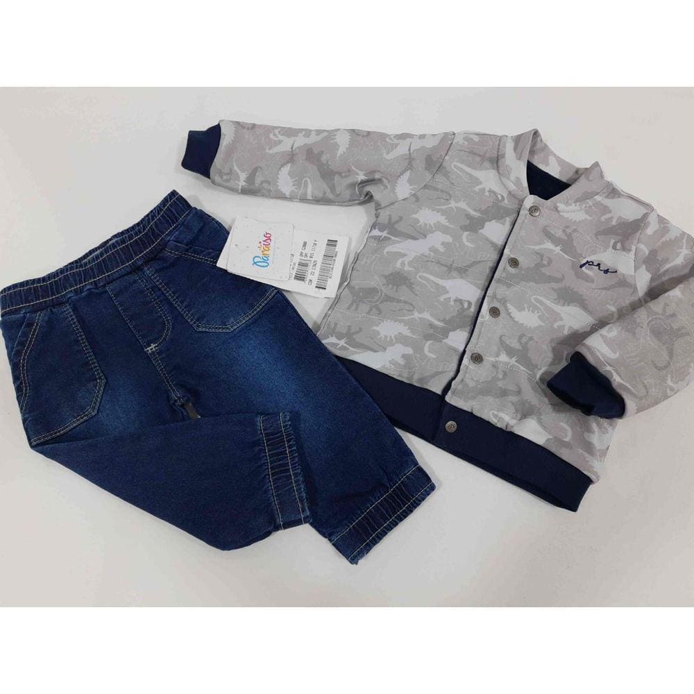 Conjunto Bebe Menino Jaqueta + Calça Jeans Paraiso 11710