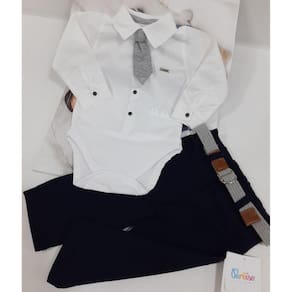 Conjunto Menino Bebe Batizado Body+Calça Luxo Paraiso 11731