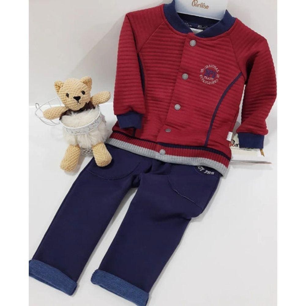 - Conjunto Luxo Bebe Menino Paraiso Inverno C/ Casaco Rf 10270