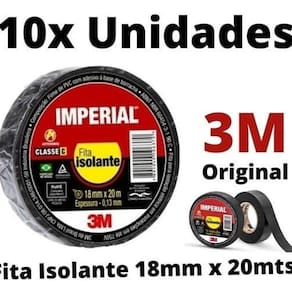 Kit 10 Fita Isolante Imperial 3M 18Mm X 20 Metros Preta