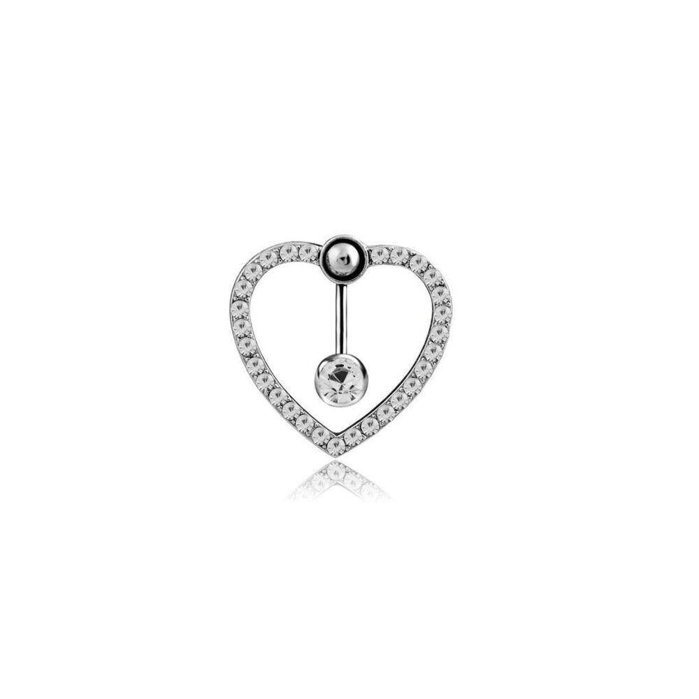Piercing Umbigo Invertido Coração Azul Branco Rosa Stras