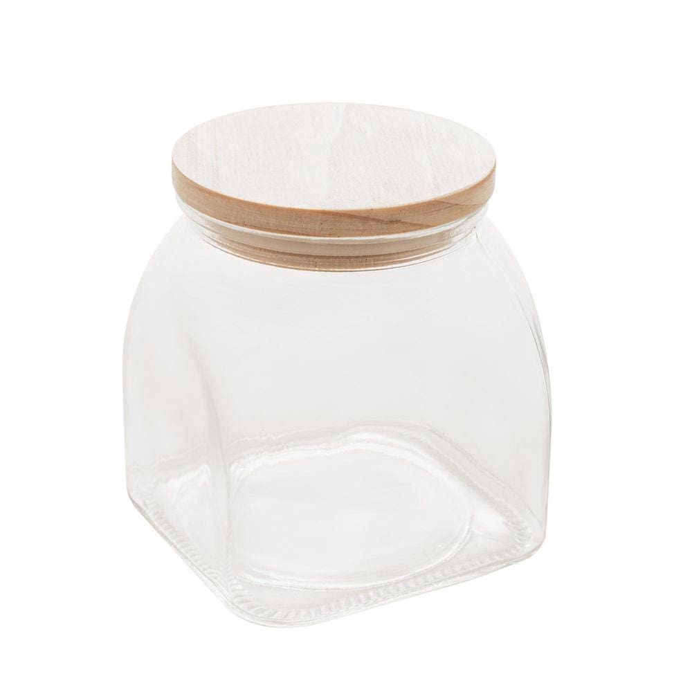 Porta Mantimentos De Vidro Com Tampa De Madeira 720Ml