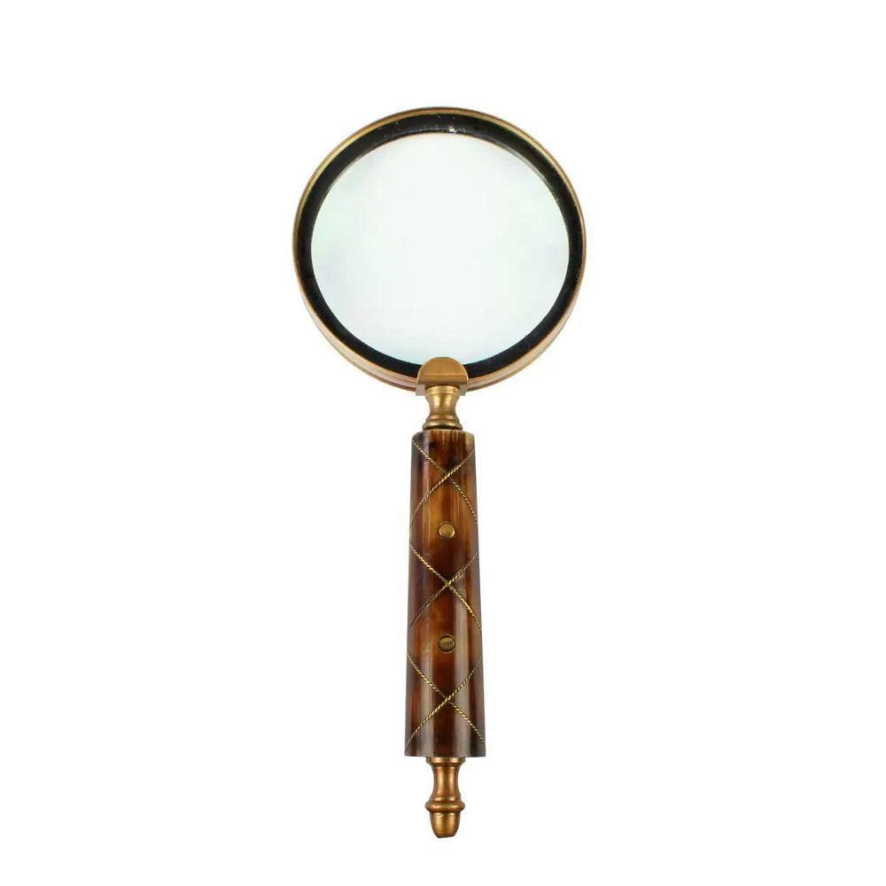 Lupa de Aumento Decorativa Bronze com Cabo em Resina Marrom 25,5cm MEI0061 BTC