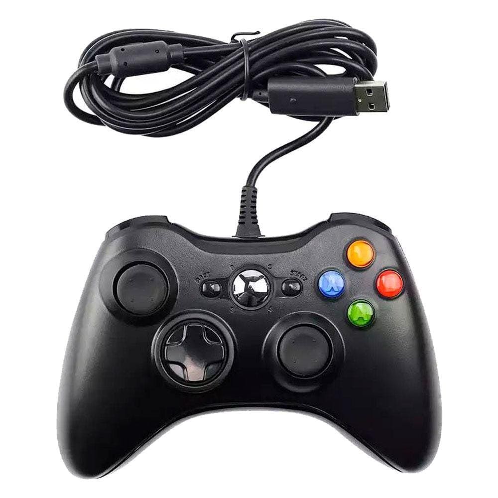 Controle Com Fio Xbox 360 E Pc Slim Fat Joystick 2 Em 1