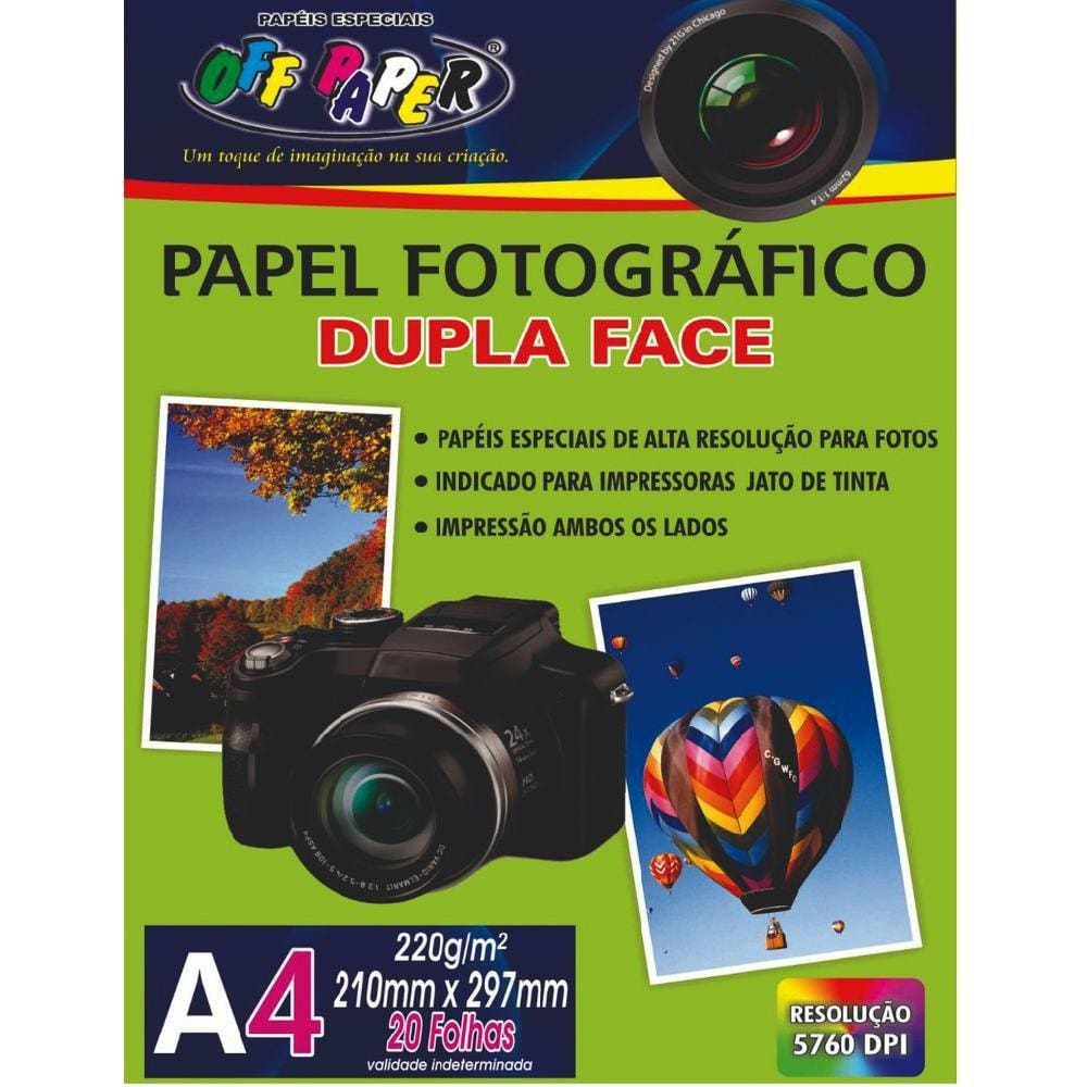 Papel Fotográfico A4 Off Paper 220G Dupla Face 20 Folhas