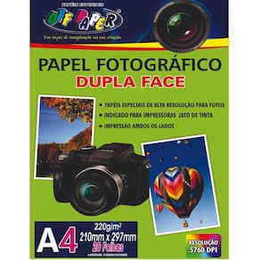 Papel Fotográfico A4 Off Paper 220G Dupla Face 20 Folhas