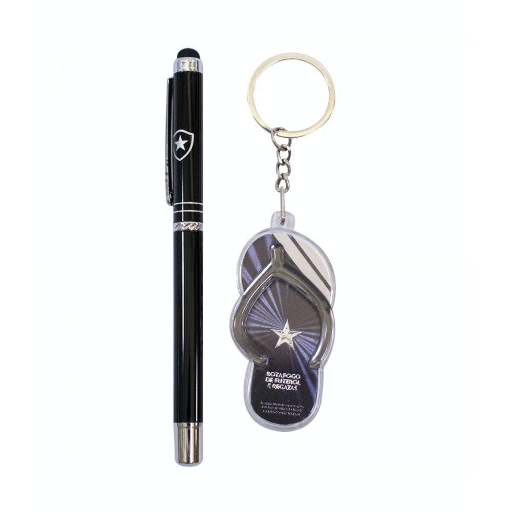 Kit De Caneta Metal Touch Screen Chaveiro Chinelo - Botafogo