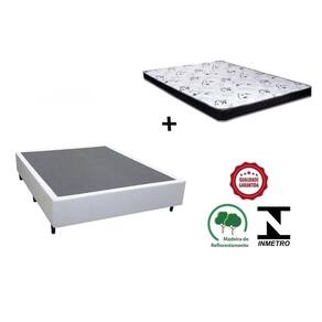 Cama Box Casal Branco + Colchão Espuma D28 138x188x14