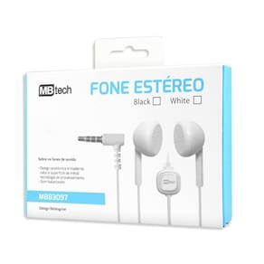 Fone De Ouvido Estéreo Com Microfone Mbtech Mb83097 Branco