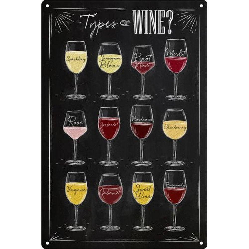 Placa Decorativa Tipos De Vinho Wine