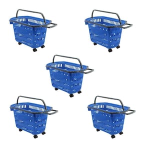 Cesto de Compras D300 Dellaplast 30l Com Rodas Azul Kit 5