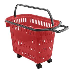 Cesto de Compras D300 Dellaplast 30l Com Rodas Vermelho