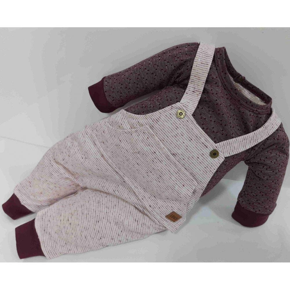 Macacao Bebe Menino Suedini  Luxo Finta Jardineira 7879