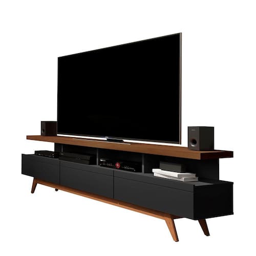 imagem-Rack Para TV Até 72" Vivare 1,8 Wood Germai - Black / Freijó - Preto 