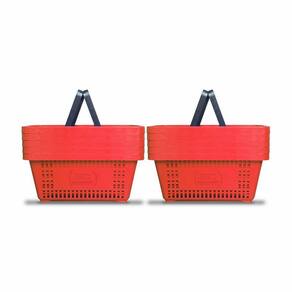 10 Cestos Compras Plástica 16L D100 Vermelho Supermercado