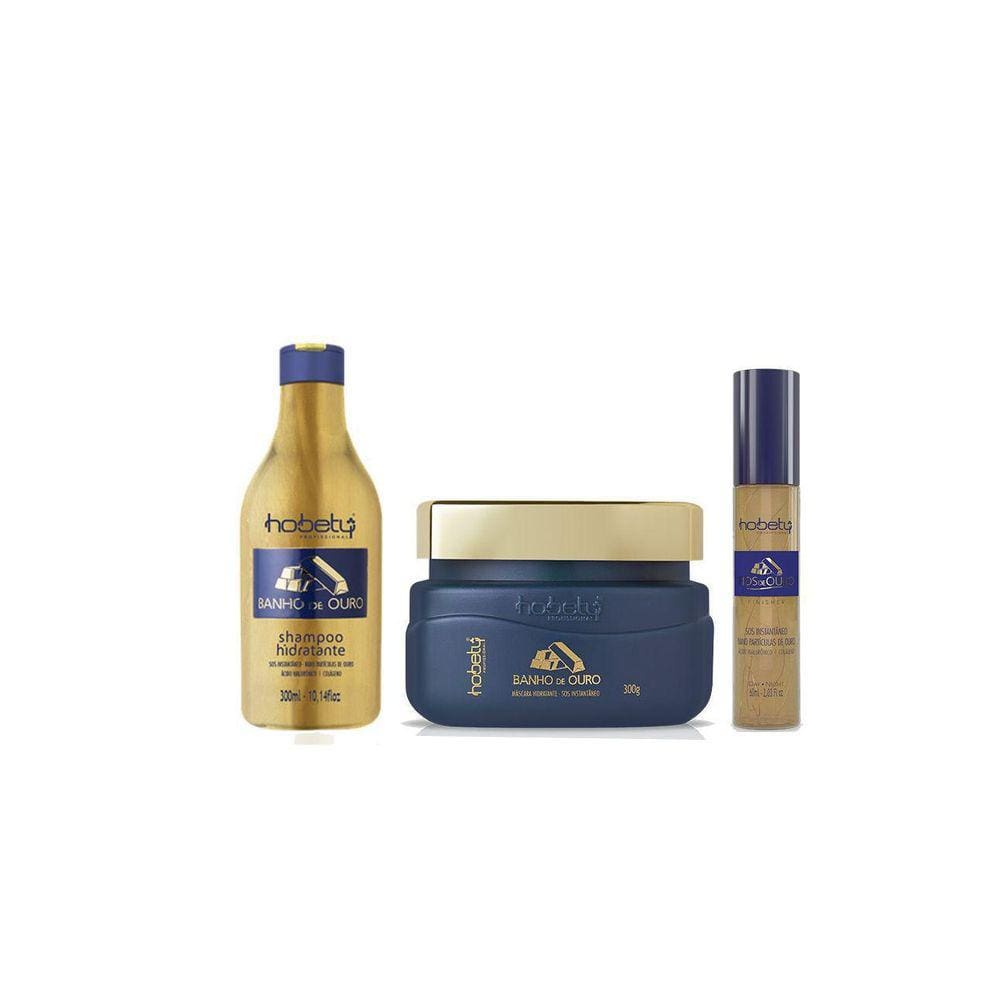 Kit Hobety Banho De Ouro Shampoo + Mascara + Fios De Ouro