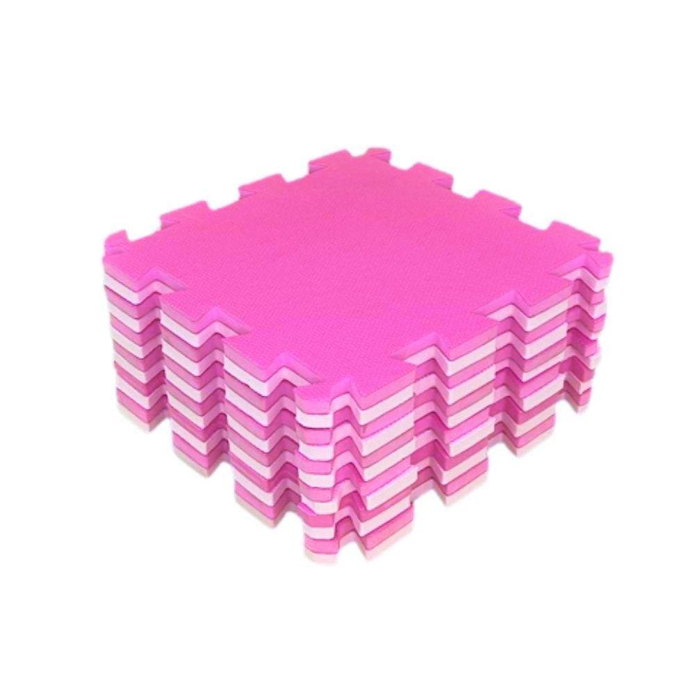 Kit 10 Tapetes Eva Bebe Infantil 50x50x2cm (20mm) - Tons Rosa
