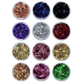 Kit 12 Folhas De Ouro Encapsulamento De Unhas Multicolor