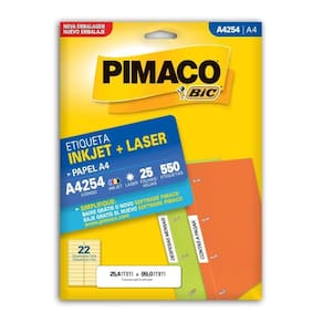 Etiqueta Pimaco A4 Inkjet E Laser A4254 Com 550 Unidades