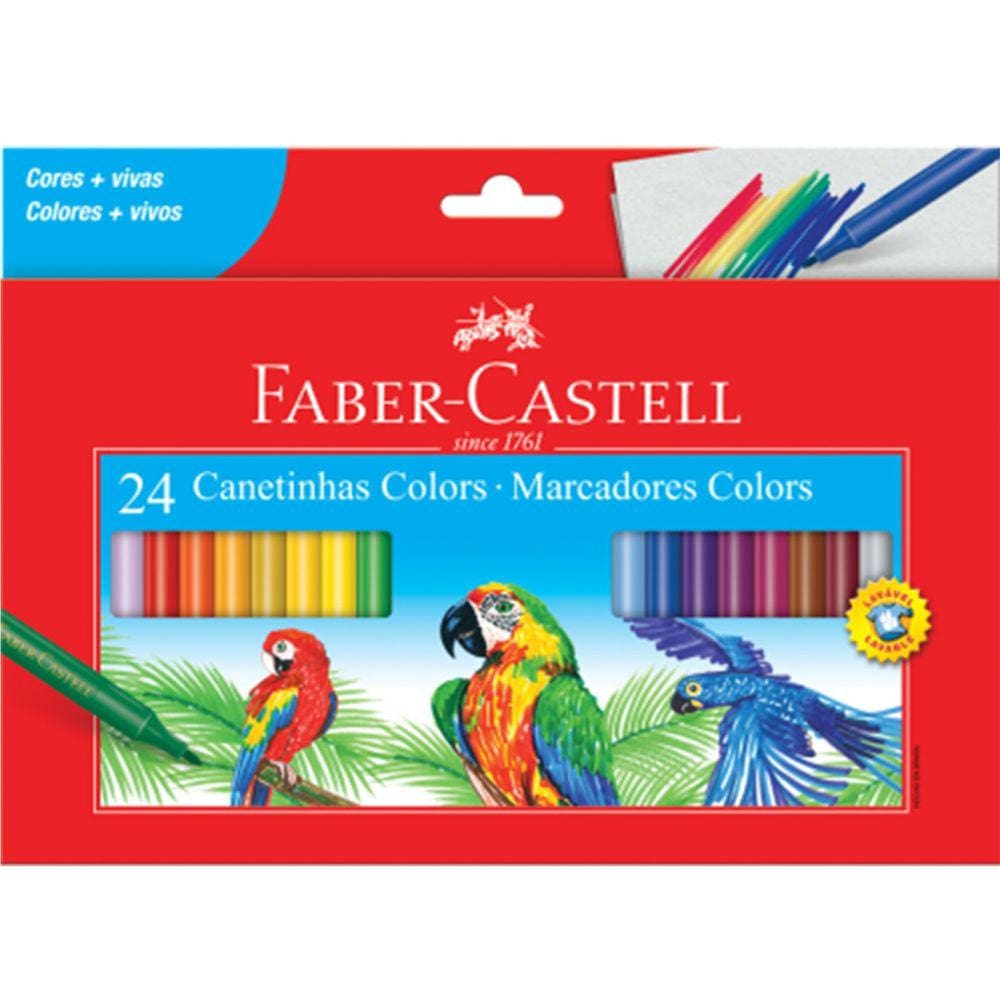 Canetinha Hidrográfica Faber Castell Estojo Com 24 Cores